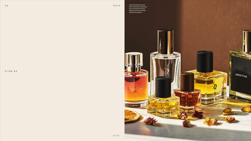 Ilustracyjna kampania koncepcyjna: perfumeryjne szkło w świetle wystawowym